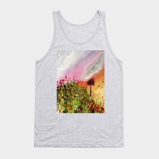 Hand Painted Watercolour of Wildflowers Inspired by the Devon Countryside Tank Top